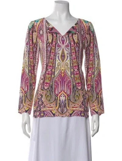 Pre-owned Etro Silk Paisley Print Top In Multi