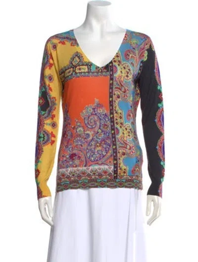 Pre-owned Etro Silk Paisley Print Top In Multi