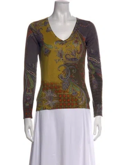 Pre-owned Etro Silk Paisley Print Top In Multi