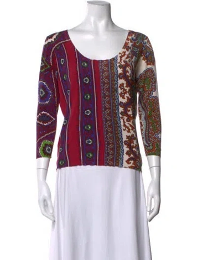 Pre-owned Etro Silk Paisley Print Top In Neutrals/purple