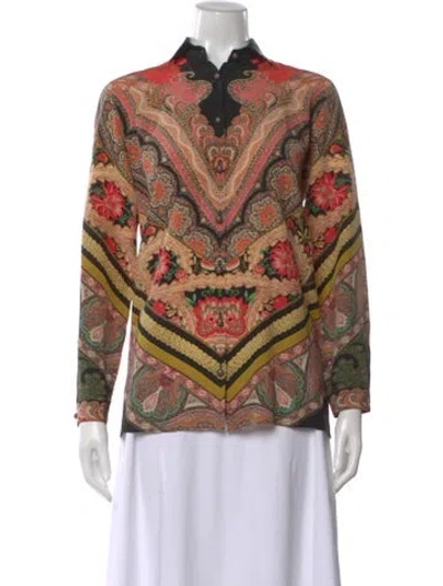 Pre-owned Etro Silk Paisley Print Top In Pink