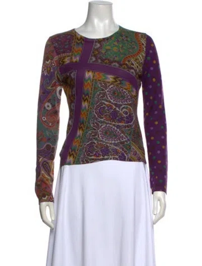 Pre-owned Etro Silk Paisley Print Top In Purple