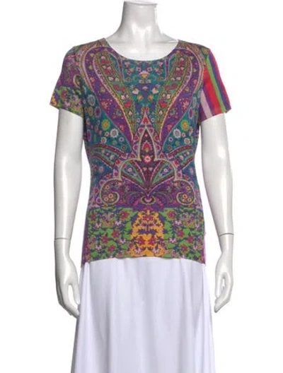 Pre-owned Etro Silk Paisley Print Top In Purple