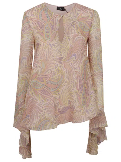 ETRO ETRO SILK PAISLEY PRINT TOP WITH FLARED SLEEVES