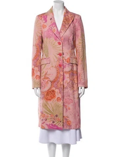 Pre-owned Etro Silk Paisley Print Trench Coat In Pink