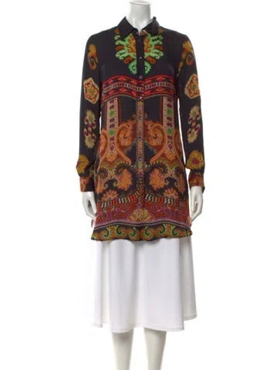 Pre-owned Etro Silk Paisley Print Tunic In Black