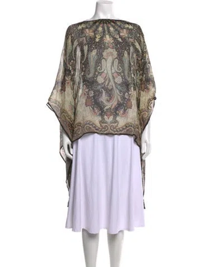 Pre-owned Etro Silk Paisley Print Tunic In Green