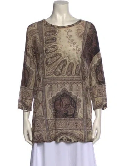 Pre-owned Etro Silk Paisley Print Tunic In Neutral