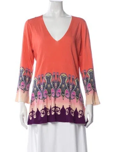 Pre-owned Etro Silk Paisley Print Tunic In Orange