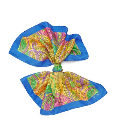 Etro Silk Paisley Scarf In Blue