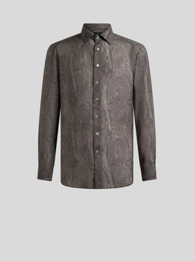 ETRO , SILK PAISLEY SHIRT, MAN, BLACK, SIZE 46