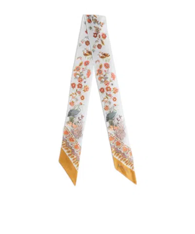 Etro Paisleyina Paisley Flora Fauna-print Silk Scarf In White