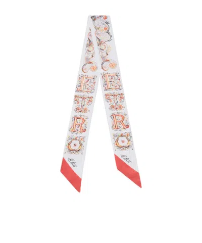 Etro Silk Paisleyina With Logo And Floral Paisley Motif In White