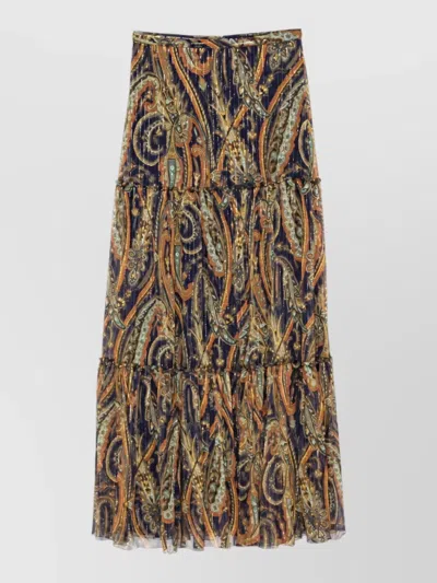 Etro Silk Paisley-print Tiered Maxi Dress In Blue