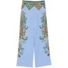 Etro Palazzo Silk Trousers With Floral And Geometric Print