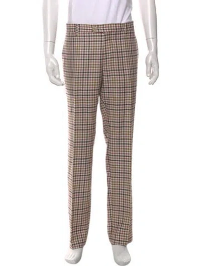 Pre-owned Etro Silk Pants In Yellow