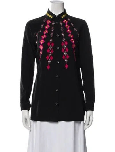 Pre-owned Etro Silk Patterned Blouse In Black