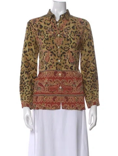 Pre-owned Etro Silk Patterned Blouse In Burgundy