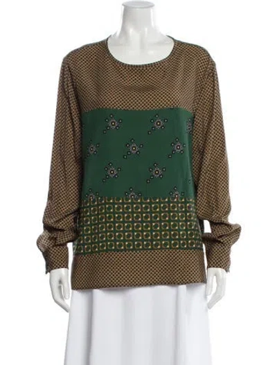 Pre-owned Etro Silk Patterned Blouse In Green