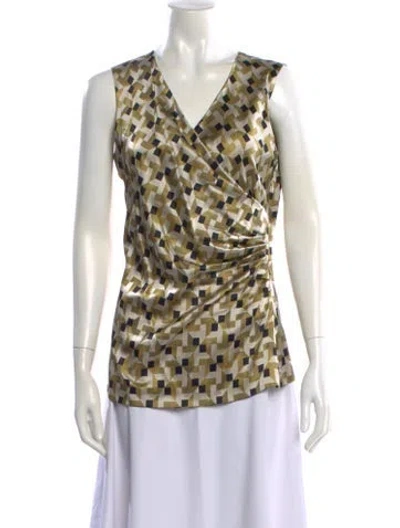 Pre-owned Etro Silk Patterned Blouse In Green