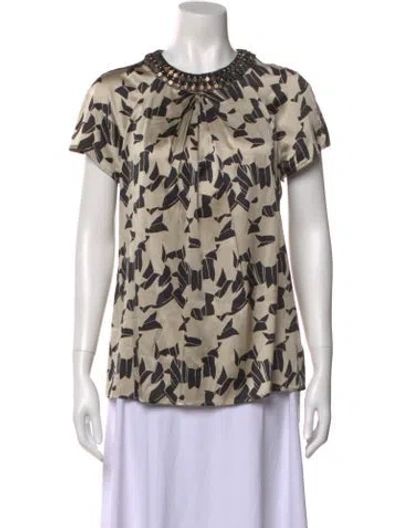 Pre-owned Etro Silk Patterned Blouse In Neutral