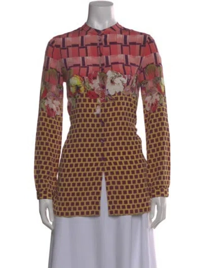 Pre-owned Etro Silk Patterned Blouse In Pink