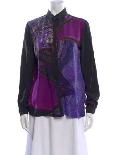 Pre-owned Etro Silk Patterned Blouse In Purple