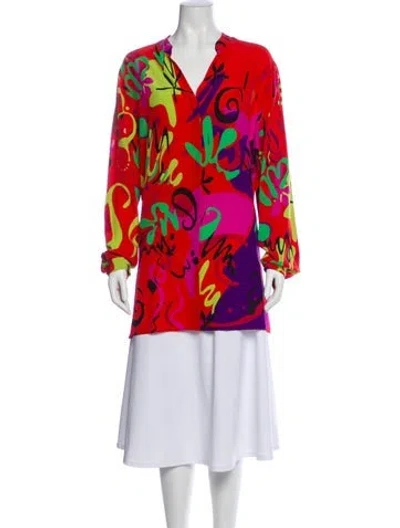 Pre-owned Etro Silk Patterned Blouse In Red
