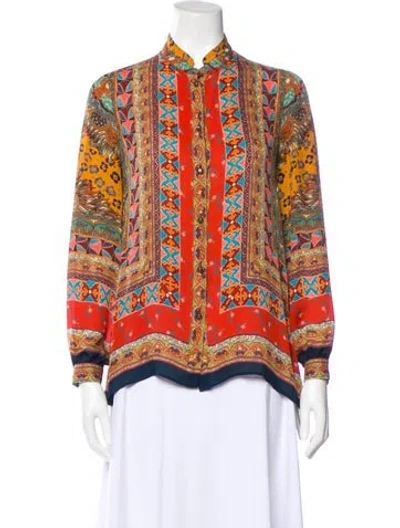 Pre-owned Etro Silk Patterned Blouse In Red