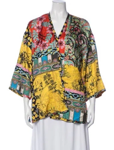 Pre-owned Etro Silk Patterned Jacket In Purple/yellow