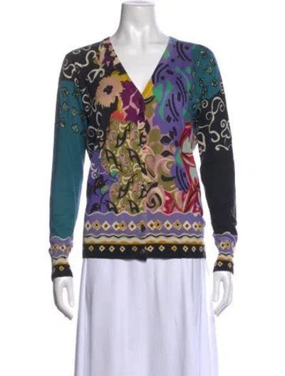 Pre-owned Etro Silk Patterned Sweater In Black