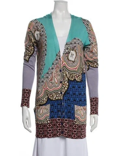 Pre-owned Etro Silk Patterned Sweater In Blue