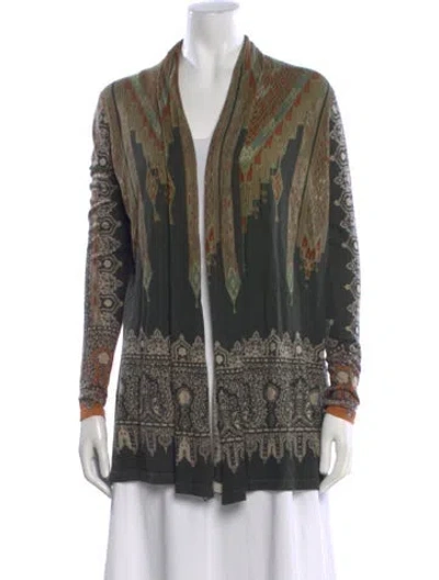 Pre-owned Etro Silk Patterned Sweater In Green
