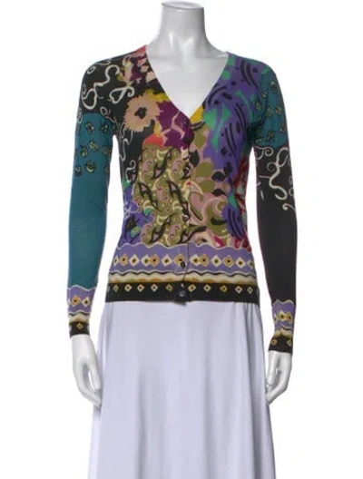 Pre-owned Etro Silk Patterned Sweater In Purple