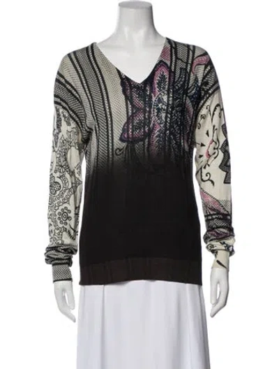 Pre-owned Etro Silk Patterned Top In Black