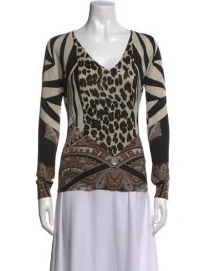 Pre-owned Etro Silk Patterned Top In Brown