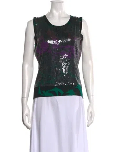Pre-owned Etro Silk Patterned Top In Green