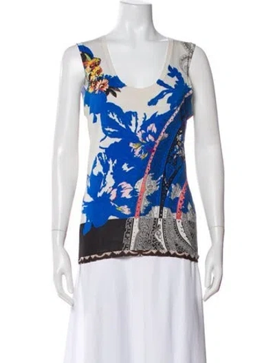 Pre-owned Etro Silk Patterned Top In White