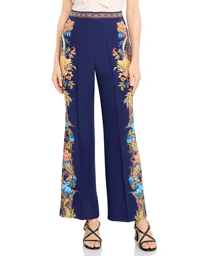 Etro Silk Placed Floral Straight Pants In Multi