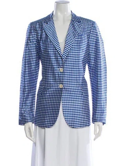 Pre-owned Etro Silk Plaid Print Blazer In Blue