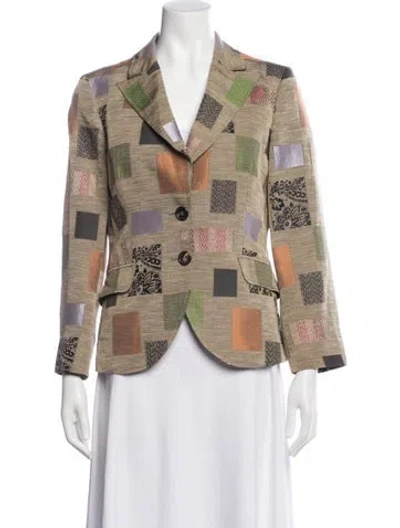 Pre-owned Etro Silk Plaid Print Blazer In Green