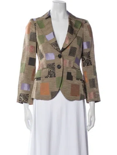 Pre-owned Etro Silk Plaid Print Blazer In Neutral