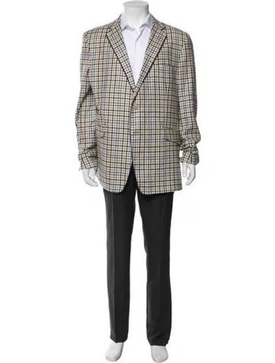 Pre-owned Etro Silk Plaid Print Blazer In Neutral