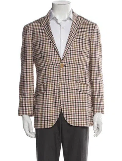 Pre-owned Etro Silk Plaid Print Blazer In Purple