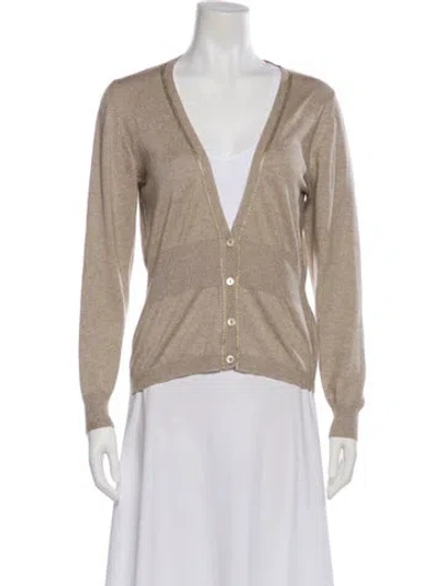 Pre-owned Etro Silk Plunge Neckline Sweater In Neutral