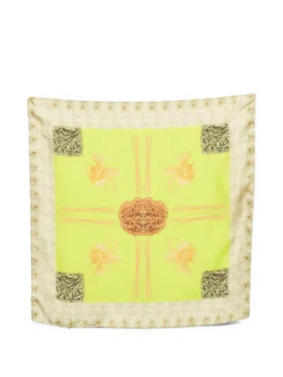 Pre-owned Etro Silk Pocket Square In Yellow