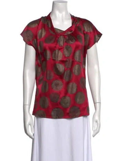 Pre-owned Etro Silk Polka Dot Print Blouse In Red