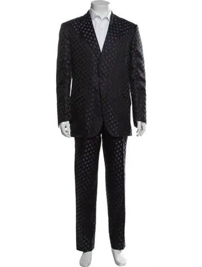 Pre-owned Etro Silk Polka Dot Print Two-piece Suit In Black