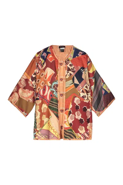 Etro Silk Poncho In Multicolor