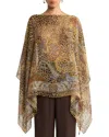 Etro Paisley-motif Animal-print Silk Poncho In Multi